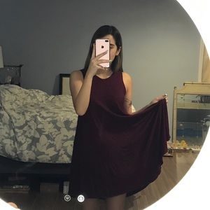 Burgundy Loose Flowy Sleeveless Dress